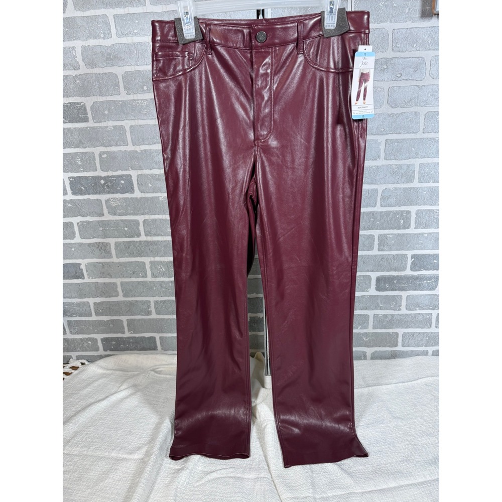 Joie Faux Leather Pants Burgundy High Rise Straight‎ Leg Joie Pant Size 10 NEW
